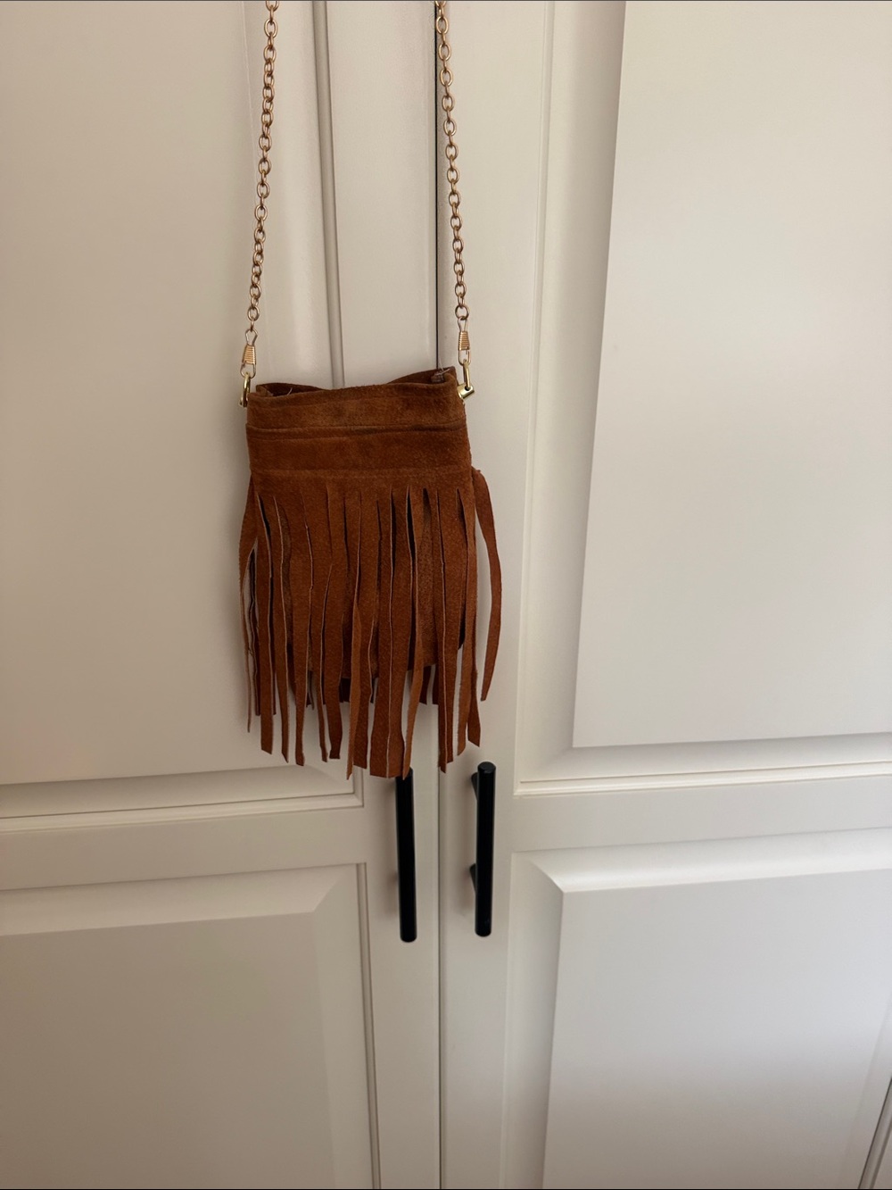 One of a kind upcycled crossbody suede cell phone purse w magnetic closure